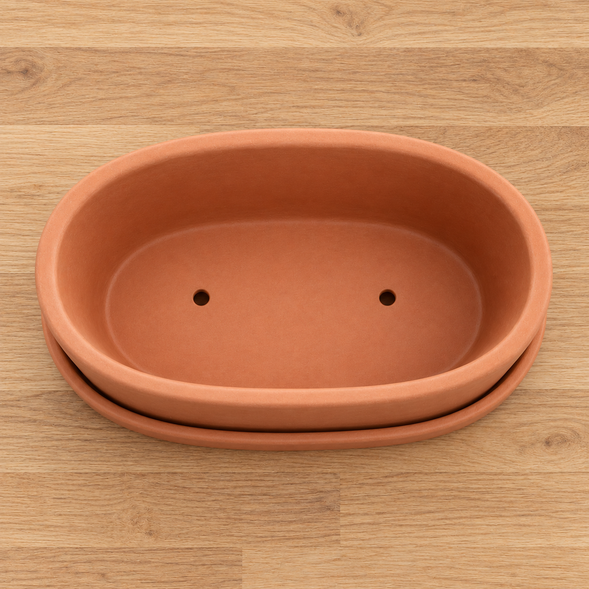 Clay Root Planter garden scene and product details