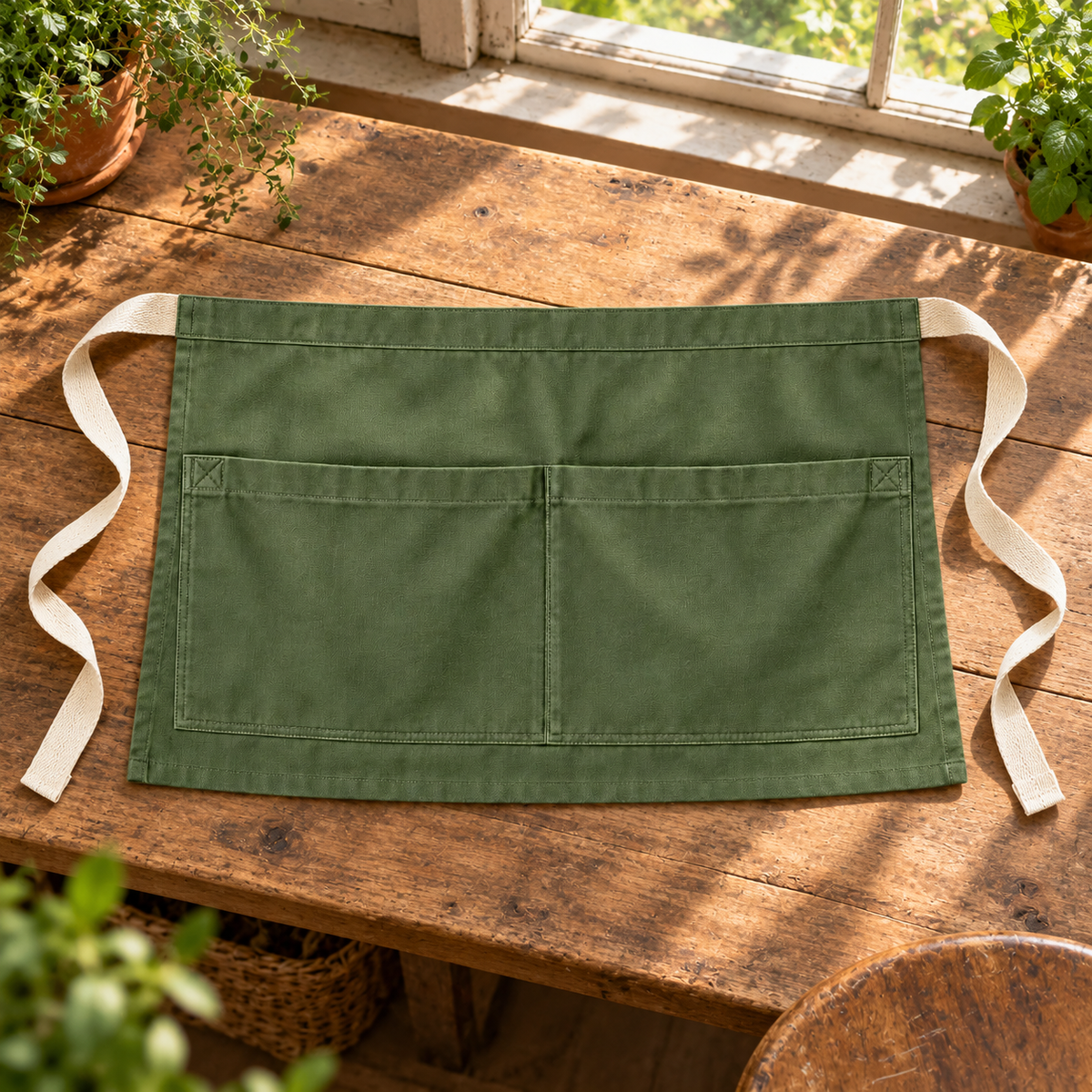 Field Harvest Apron garden scene and product details