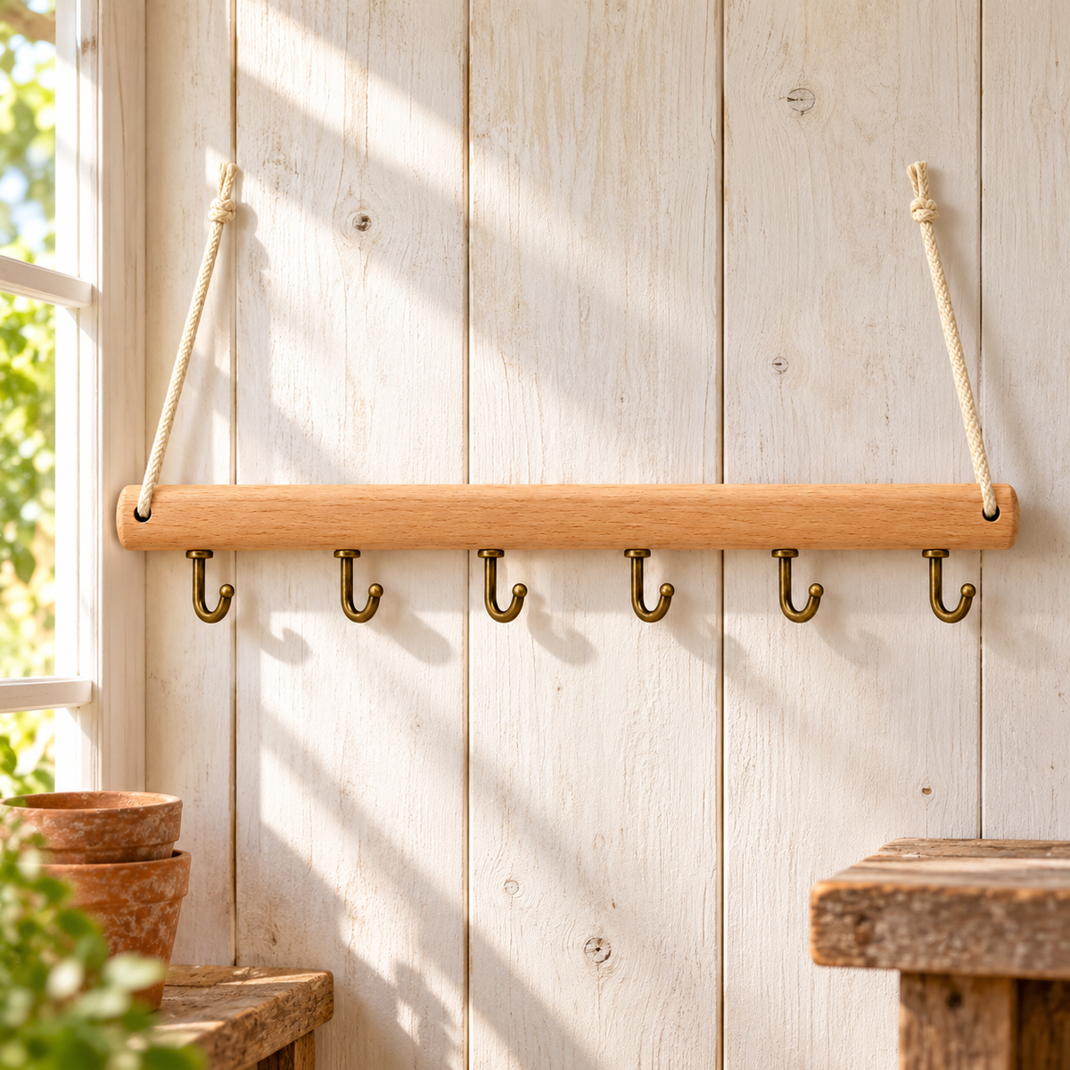 Hearth Herb Drying Rail garden scene and product details