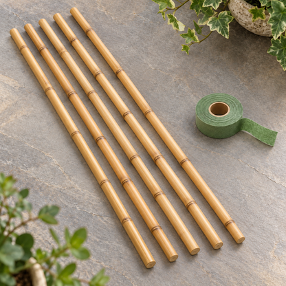 Reed Plant Support Set garden scene and product details