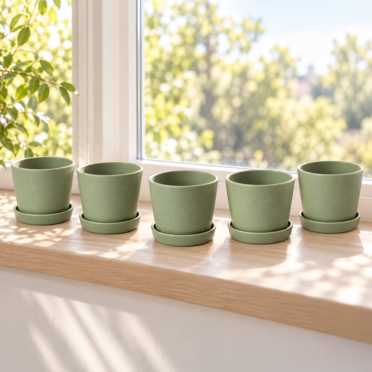 Sage Seedling Pots garden scene and product details