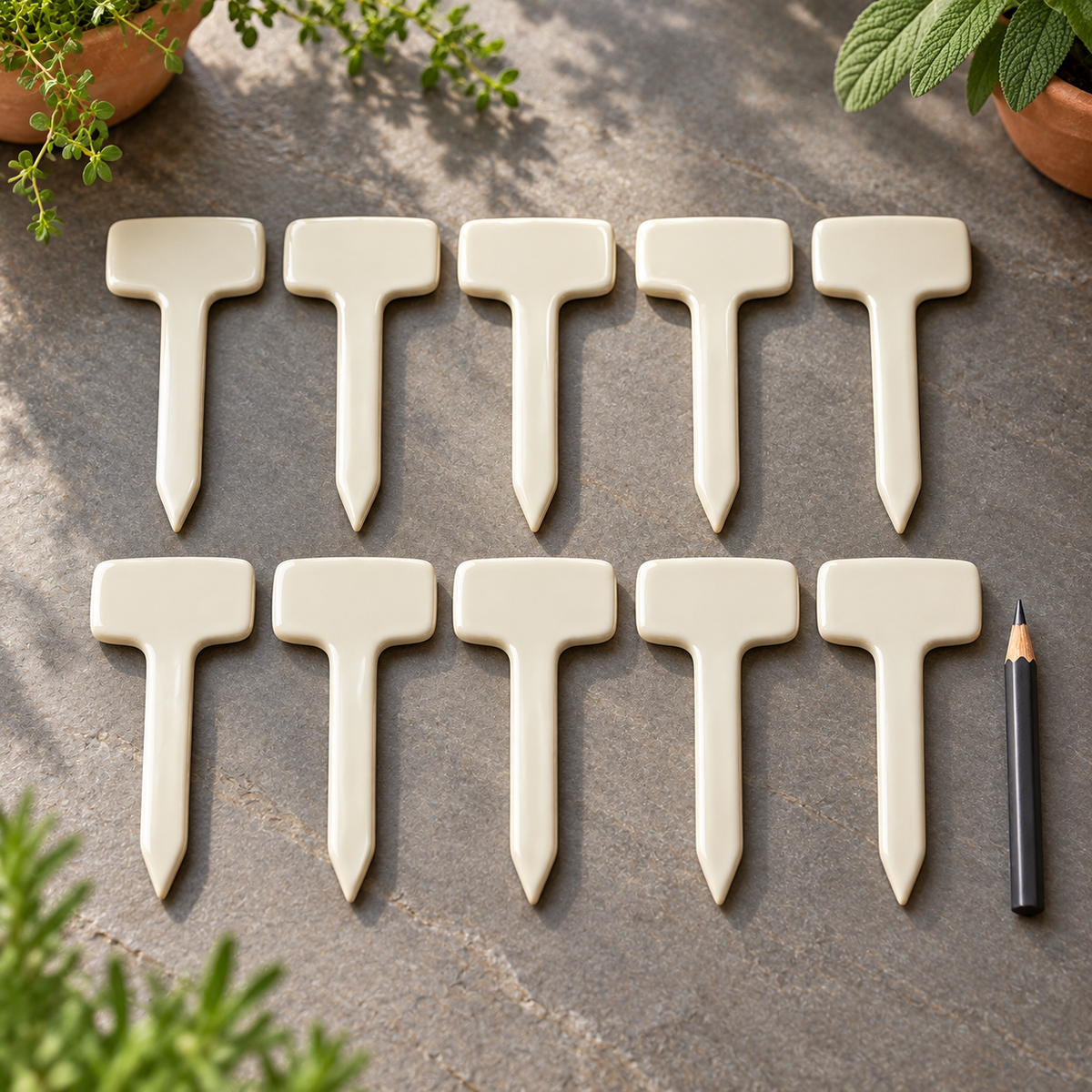 Sprig Plant Label Kit garden scene and product details